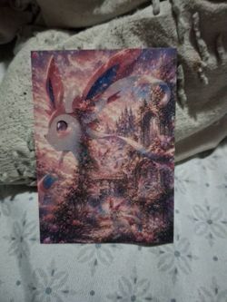 Sylveon Fantasy Art Glitter Print Card