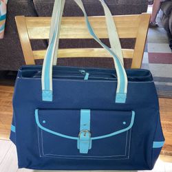 Blue Frankie And Johnnie Canvas Travel Bag Tote