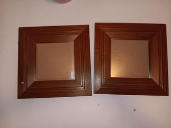Set of 2 Small Wood Wall Mirrors