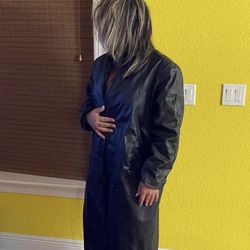 Leather overcoat