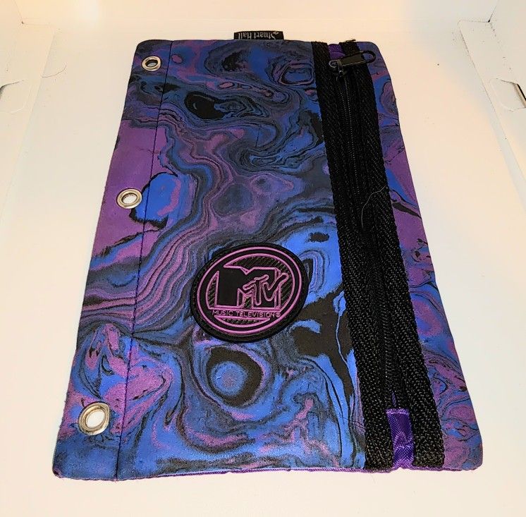 Vintage 90s MTV logo Stuart Hall purple pencil bag
