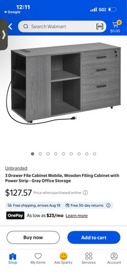 Drawer File Cabinet Mobile, Wooden Filing Cabinet with Power Strip