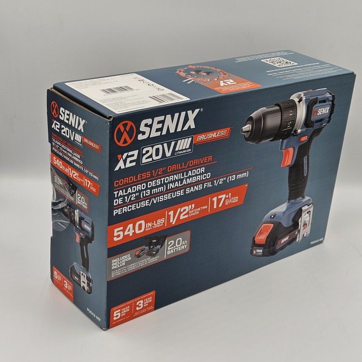 Senix PDDX2-M2 20V MAX Brushless 1/2 in. Cordless Drill Driver Kit (2 Ah) NEW