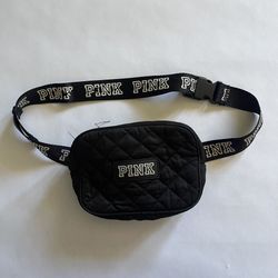 Victoria’s Secret PINK Belt waist Bag Fanny Pack Logo Quilted Black