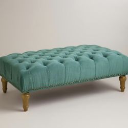 World Market Tufted Blue/green Ottoman