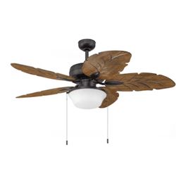 Harbor Breeze Waveport 52-in Aged Bronze with Brown Blades Covered Outdoor Downrod or Flush Mount Ceiling Fan With Light 5 -Blade