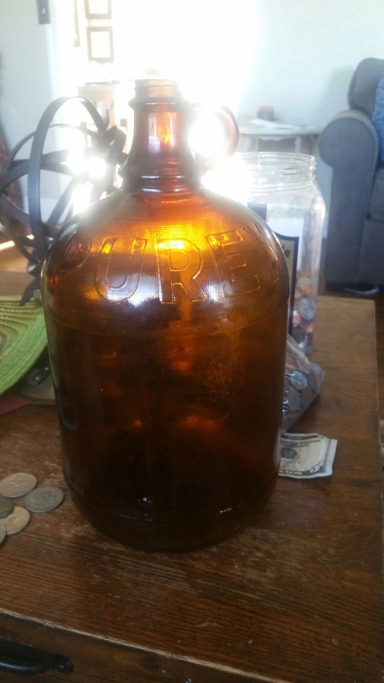 Large brown glass purex bottle $10