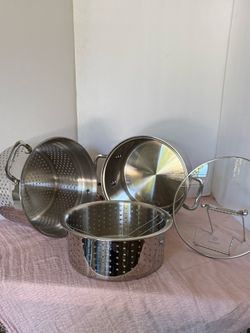 Calphalon Classic Stainless Steel 8 quart Stock Pot 4 pc with Steamer & Pasta Insert