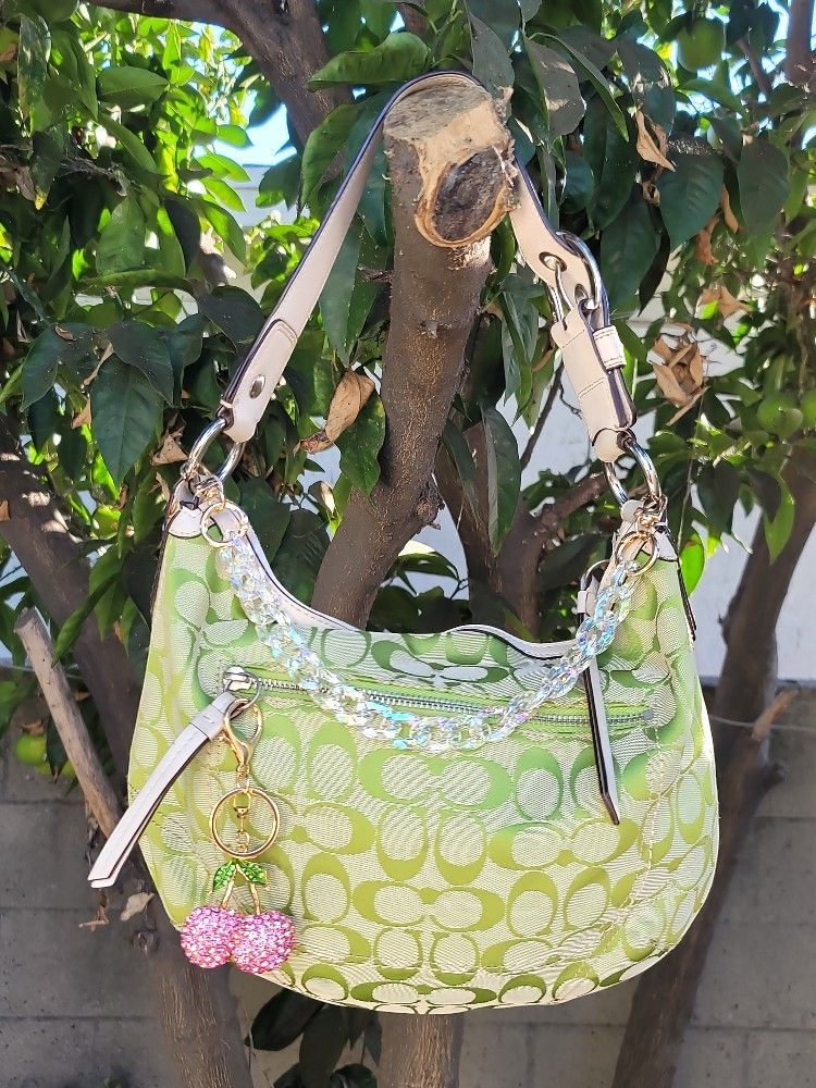 Rare✨　Coach Signature Hobo Bag Green Y2K Vintage Y2K COACH Green Signature C Soho Hobo Bag for Sale in
