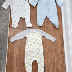 3 Baby Pajamas 0 -3 Months 