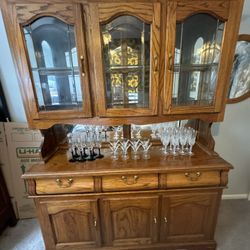 Solid wood bar cabinet / glassware storage