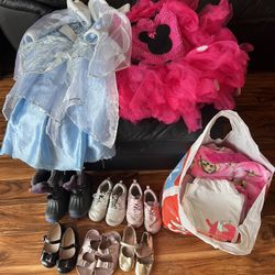 Clothing and shoes (size 9-10) for a 3-4 year old girl.