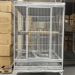 NEW  White XX-large Open Play Top Parrot Bird Cage With Wheels 