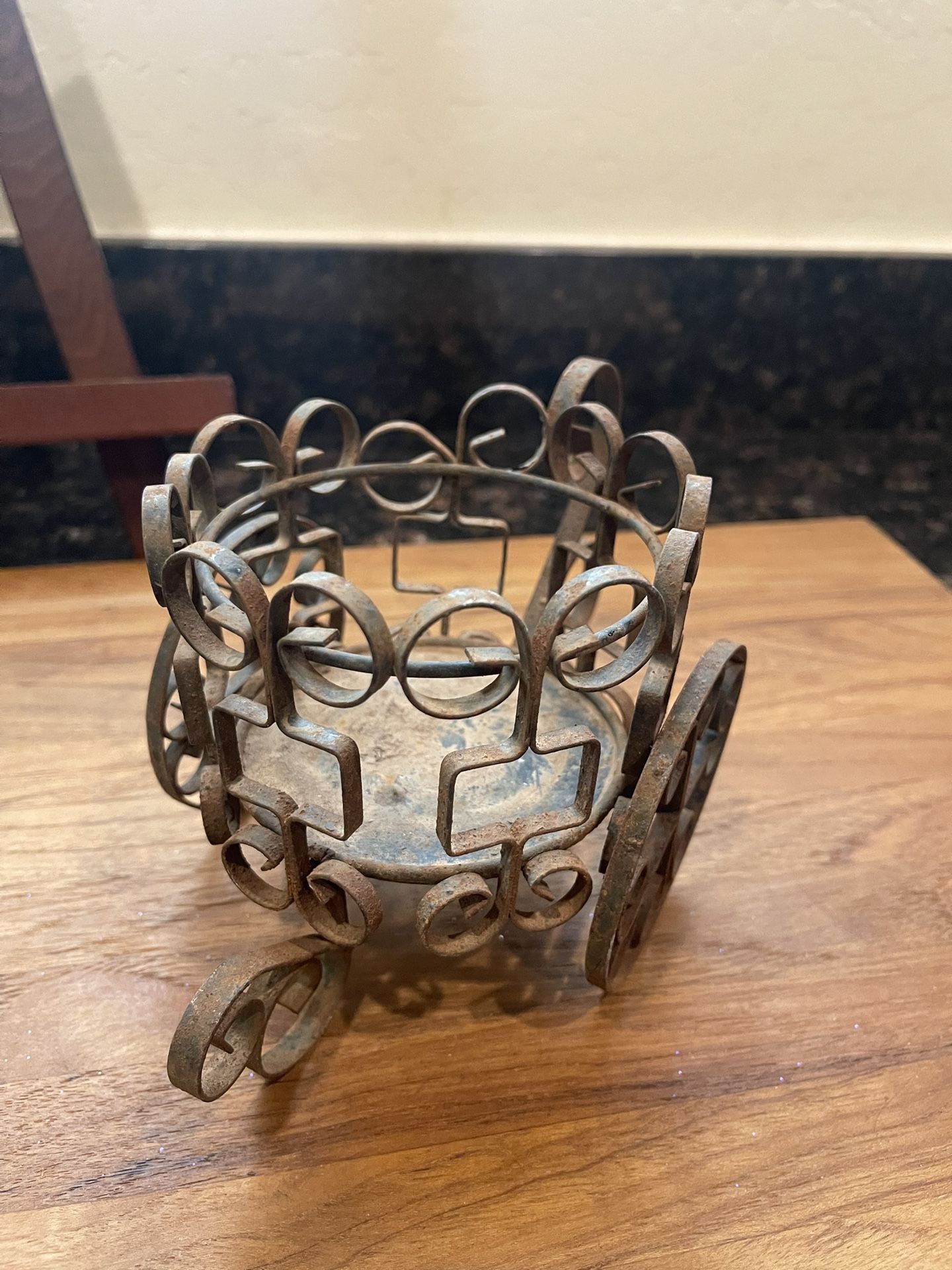 Vintage Wrought Iron Scrollwork Plant Holder