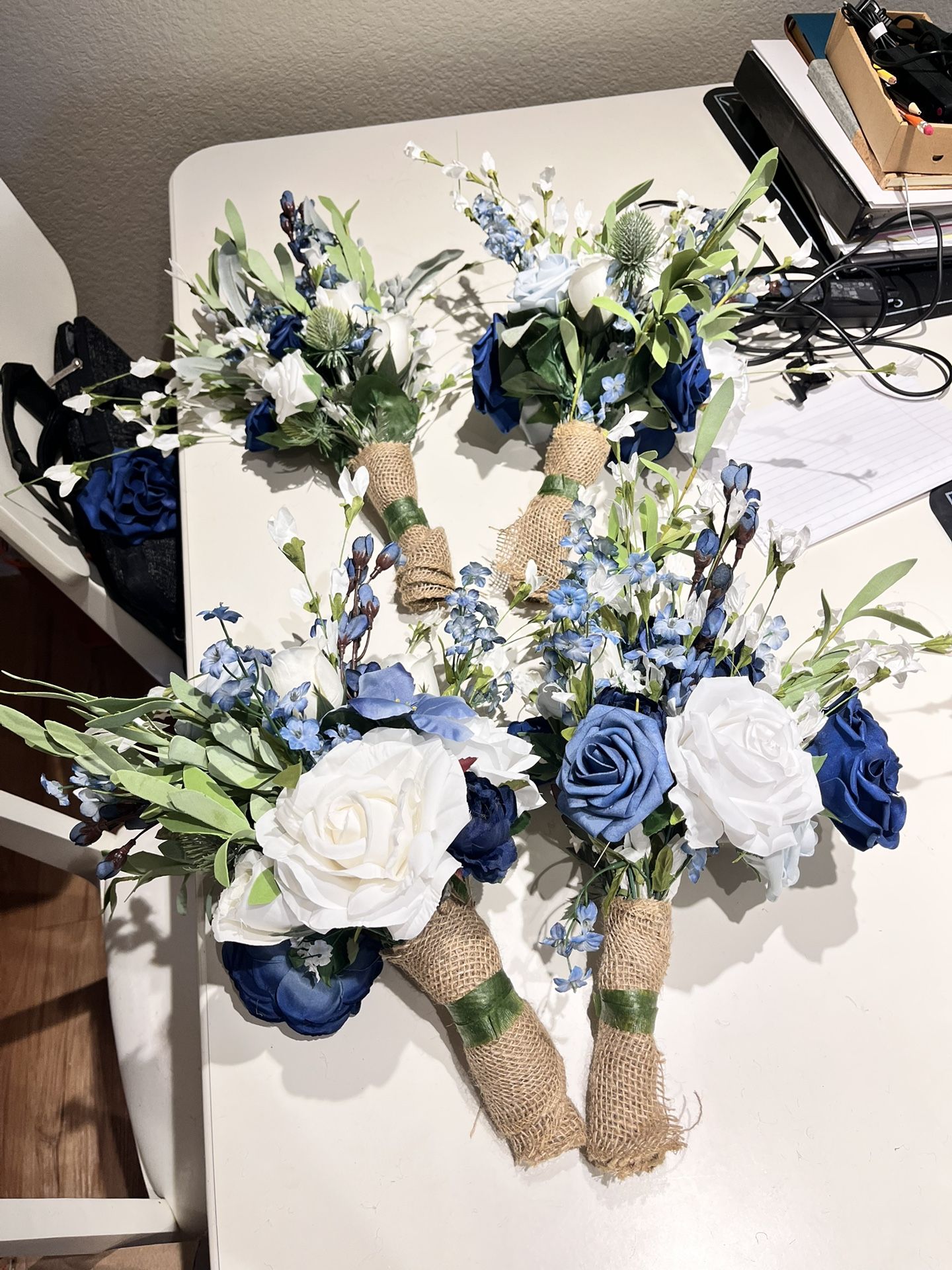 Navy Blue & White Rustic Floral Centerpieces/Bouquets