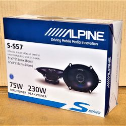 🚨 No Credit Needed 🚨 Alpine S-Series Car Speakers 6"x8" Adapters 5"x7" Coaxial Speaker System 230 Watts 🚨 Payment Options Available 🚨