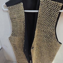 Mens Size Medium Gold Beaded Vest
