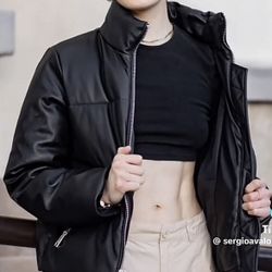 Levi Leather Puffer Jacket 