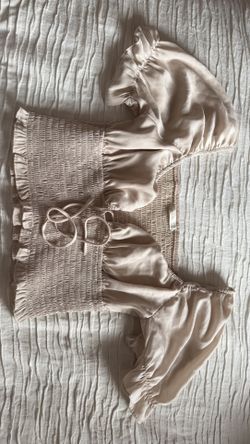 Active USA Cream Smocked Crop Top