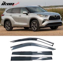 Fits 2020-2024 Toyota Highlander Slim PC Injection Window Visors w/ Chrome Trim 4PCS