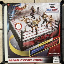 Mattel WWE Superstar Wrestling Ring with Labels for Main Event & RAW for Kids 6+