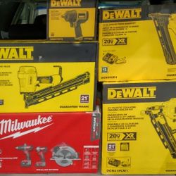 Brand New Milwaukee Tool Combo And DeWalt Nailer Combo