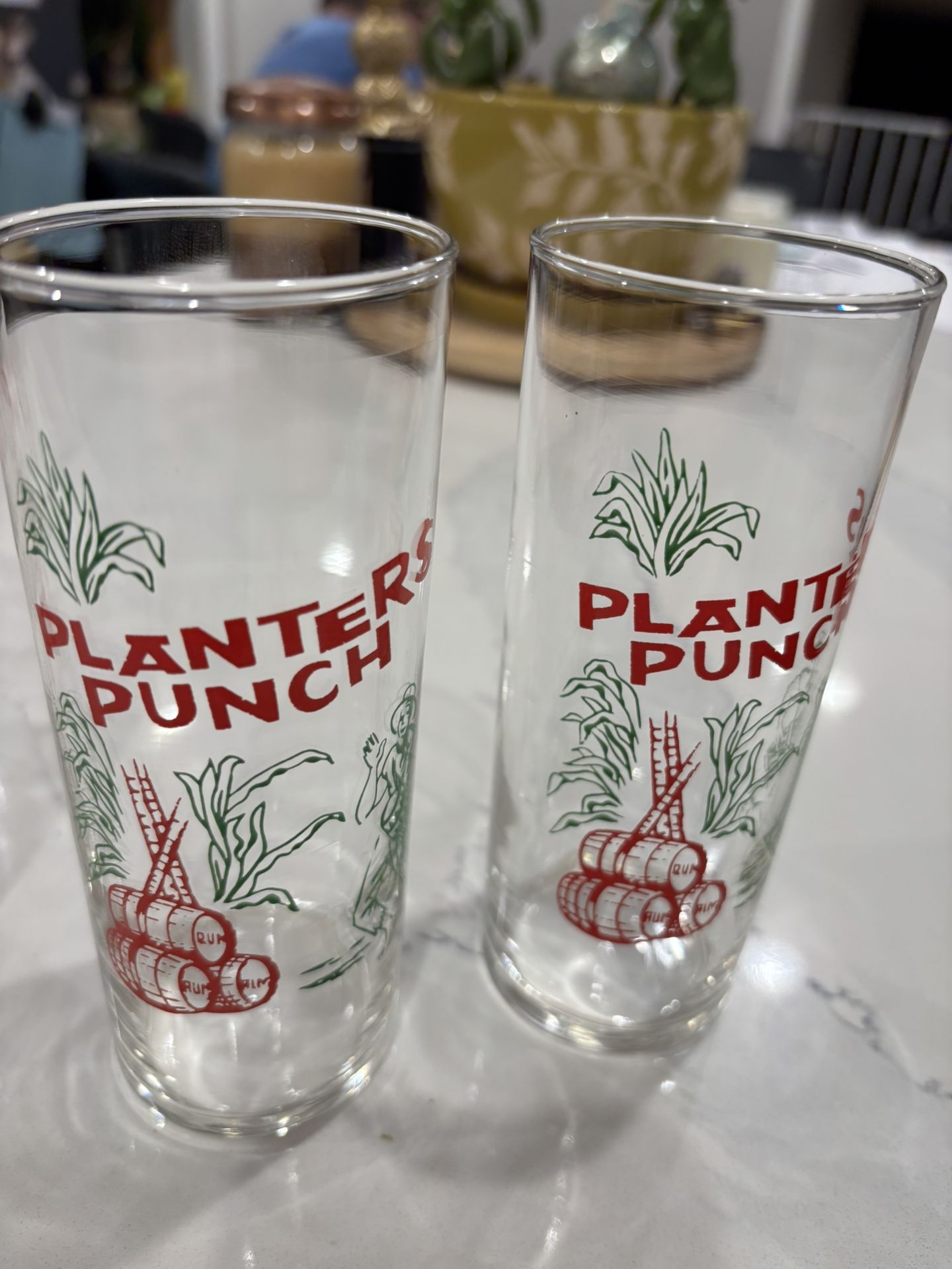 Set Of 6 MCM Tiki Barware Planters Punch Tom Collins Glasses By Federal Glass