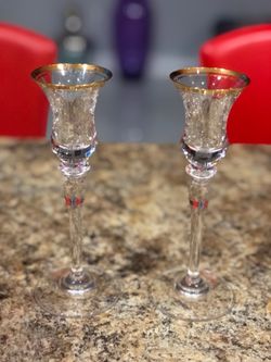 New Glass candle holders with gold trim