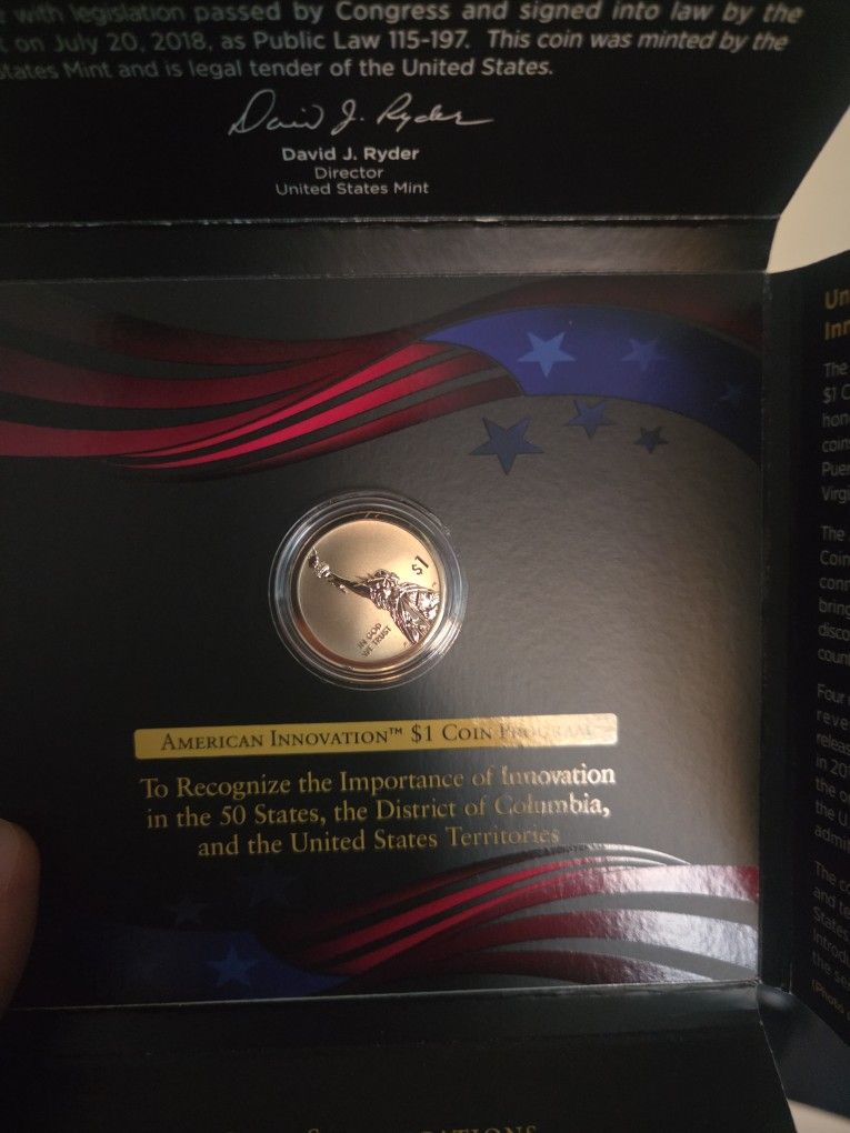 Two 2018 American Innovation Introductory $1 Reverse Proof Coin OGP Limited edition
