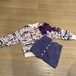 Purple  Skirt , bows , Bracelet  And Jacket 