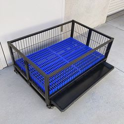 (NEW) $95 Dog Whelping Pen Cage Kennel Size 37” w/ Plastic Tray and Floor Grid 37x26x15” 