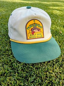 “Malbon Golf & Bass Club Rope Hat Cap Green Ivory Snapback Adjustable Rare