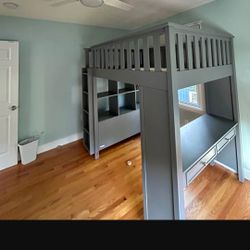POTTERY BARN DESK, STORAGE, And  LOFT BED.