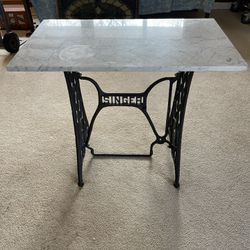 Antique Singer Wrought Iron Base With Tennessee Marble Top Table