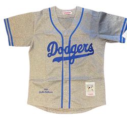 Los Angeles Dodgers Jackie Robinson #42 Gray Mitchell and Ness