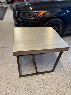 Modern Side Table with Metal Base