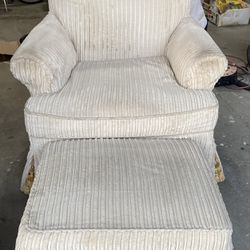 Velour Chair And Ottoman 