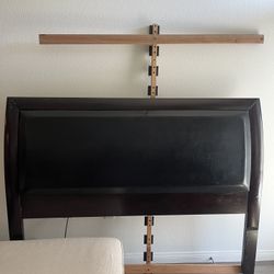 Dark Wooden Head Board Queen Bed Frame 