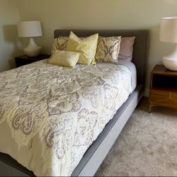 Living Spaces Grey Queen Headboard + mattress!