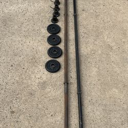 2 Barbells & Four 3 Pound Weights 