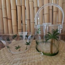 Acrylic Ice Bucket Tongs & Bowl