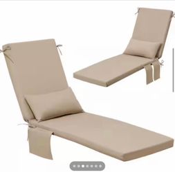 2-Pieces Outdoor Chaise Lounge Cushions in Beige 80 in. x 23 in. x 2.8 in. Patio Lounge Cushions with Pillow and Pockets.   Crestlive Products Model #