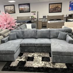 Dark Gray Sofa Sectional w/ Double Chaise 