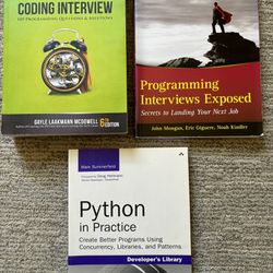 Cracking The Coding Interview + Programming Interviews Exposed + Python In Practice