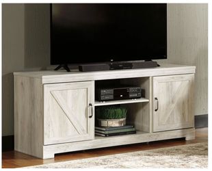Whitewash Farmhouse TV Stand with Barn Doors