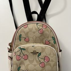 Coach Mini Court Backpack With Cherry Heart Print