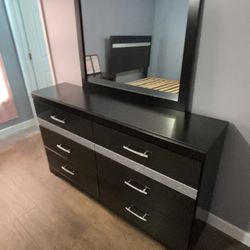 Black And Sparkly Silver Bedroom Suite, Brand Selected By Ashley