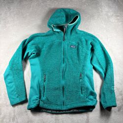 Patagonia R3 Hi-Loft Women’s L Turquoise Hoodie Fleece Jacket Full Zip #1007
