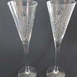 Set of 2 - Crystal Dotted Champagne Flutes