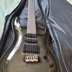 Electric Guitar (6 String) Black And Grey Tiger Shark Finishing